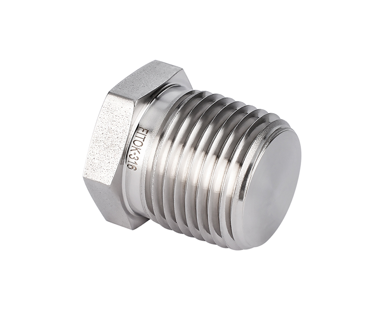 316 SS Pipe Fitting, 1/2"  Male ISO Tapered Thread Plug,Hex Head Type