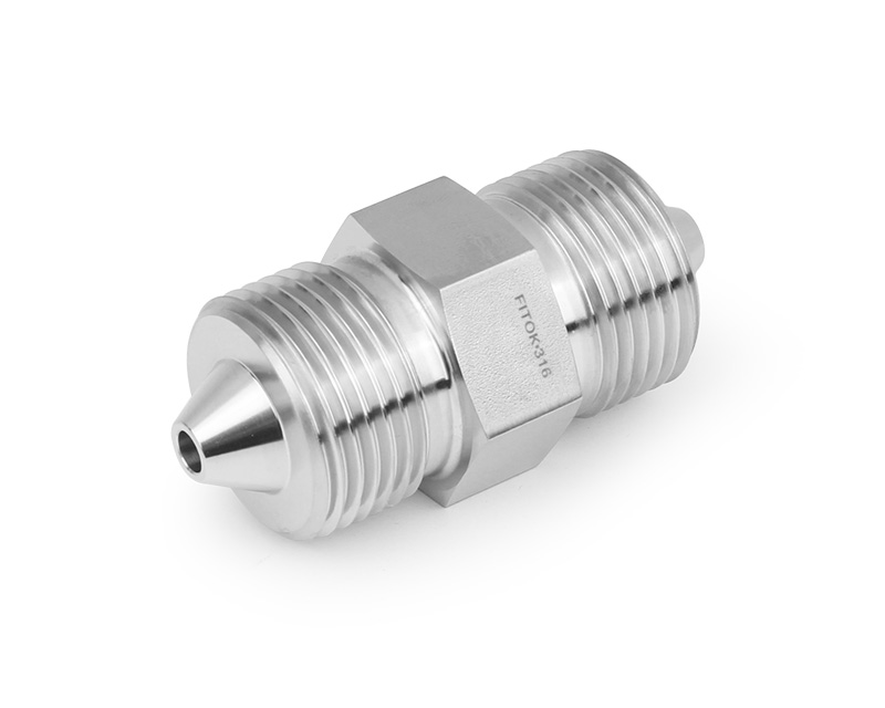 316 Stainless Steel, FITOK AMH Series Medium and High Pressure Adapter Fitting, Male to Male, 3/8 in. × 3/8 in. Male 60H Series High Pressure, Working Pressure 60000 psig (4137 bar)