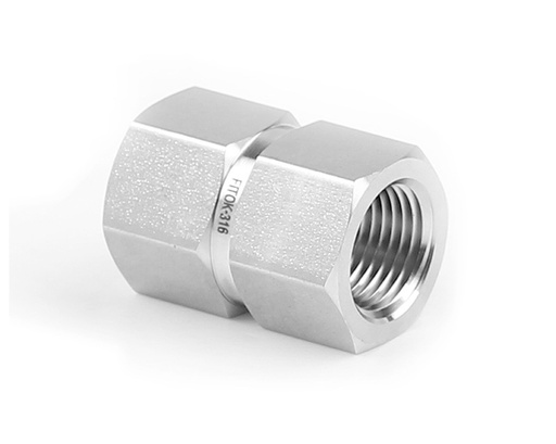 [SS-PCG-NS6-NS4] 316 SS,Pipe Fitting, Hex Coupling 3/8" Female NPT × 1/4" Female NPT